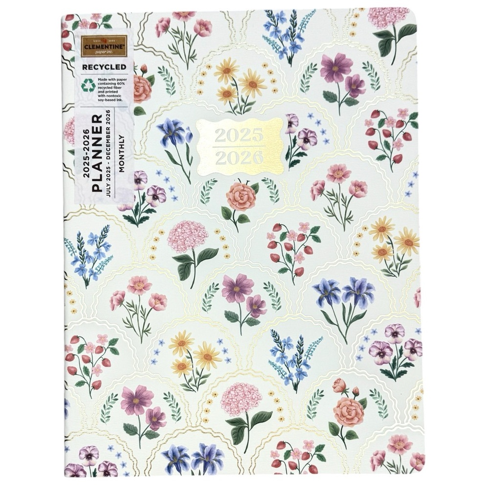 ✨ 2025-2026 CLEMENTINE Paper inc 18 Months Monthly Planner Calendar Flowers Gold